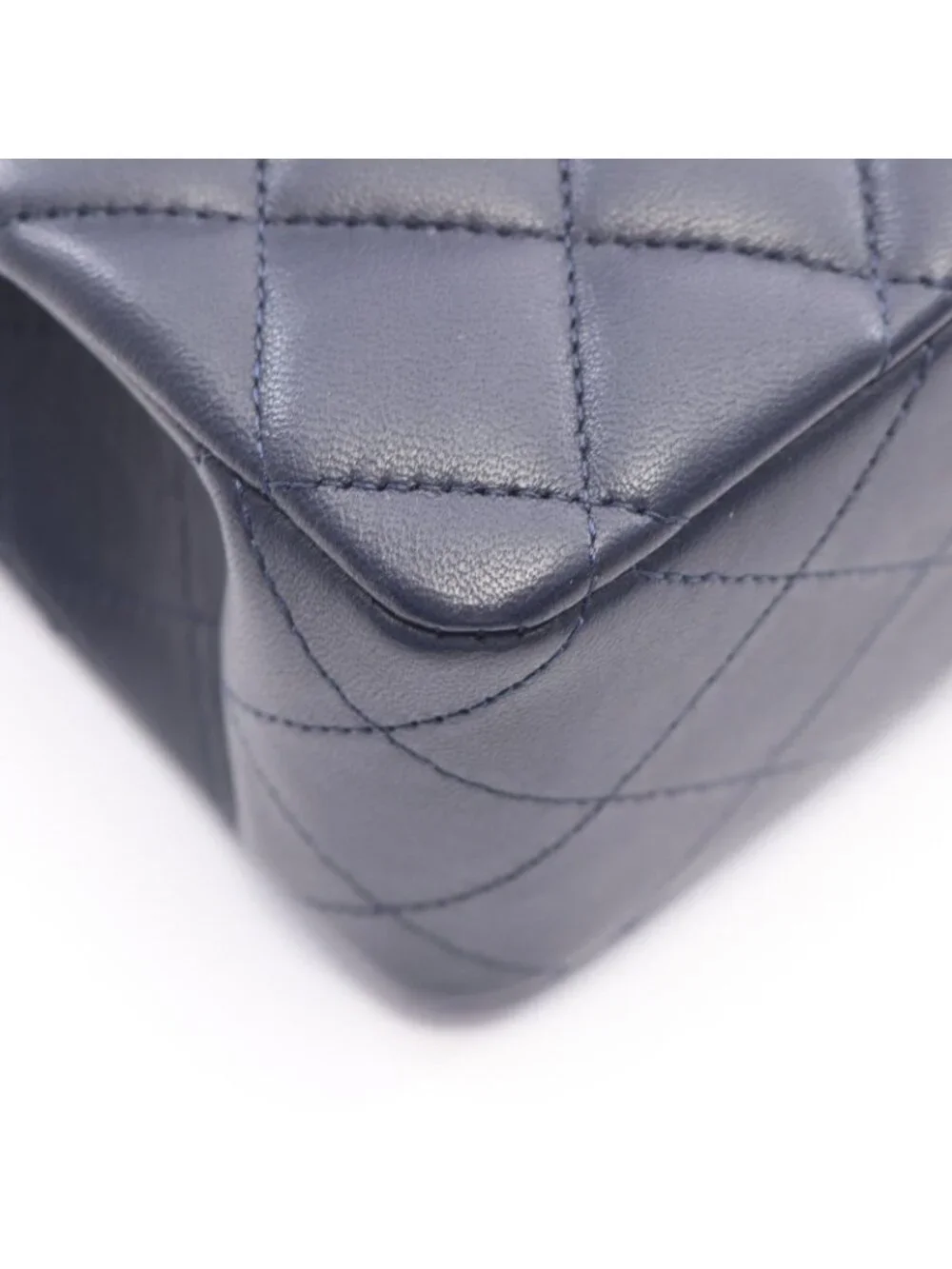 Chanel Shoulder Bag Quilted Double Flap Navy Lambskin Chain